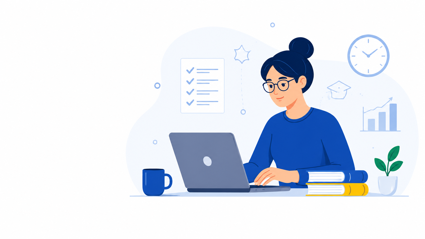 Φοιτήτρια με laptop ψάχνει το website του CollegePrep